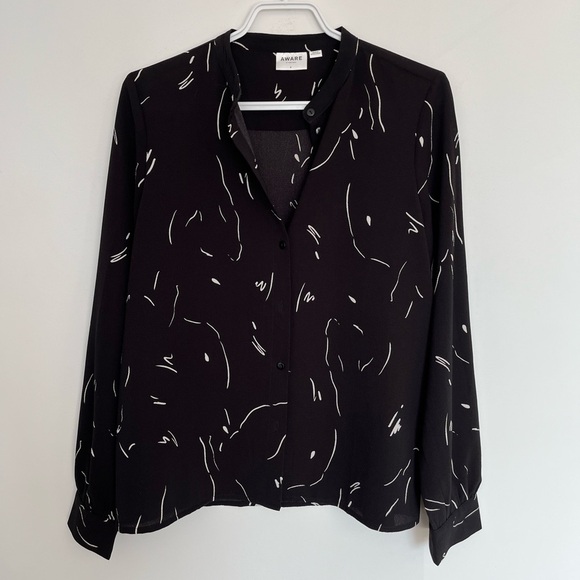 Aware by vero mode Black and White Women's Blouse size small - Picture 2 of 5